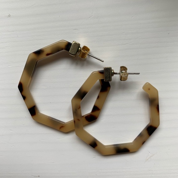 Geometric Acetate Tortoise Shell Earrings - Picture 1 of 2